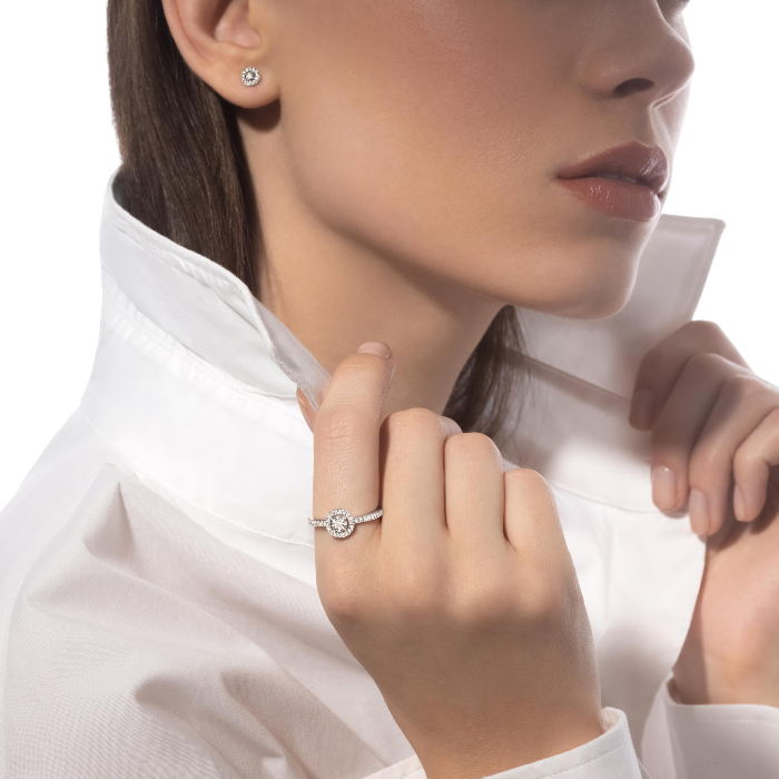 Pendiente Mujer Oro blanco Diamante Joy Diamantes Redondos PM 06954-WG