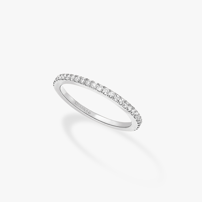 Bague Femme Or Blanc Diamant Alliance 2/3 Pavée 08043-WG