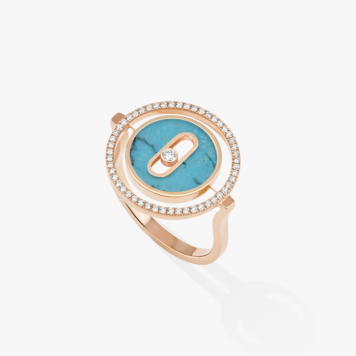 Ring For Her Pink Gold Diamond Turquoise Lucky Move SM 12098-PG