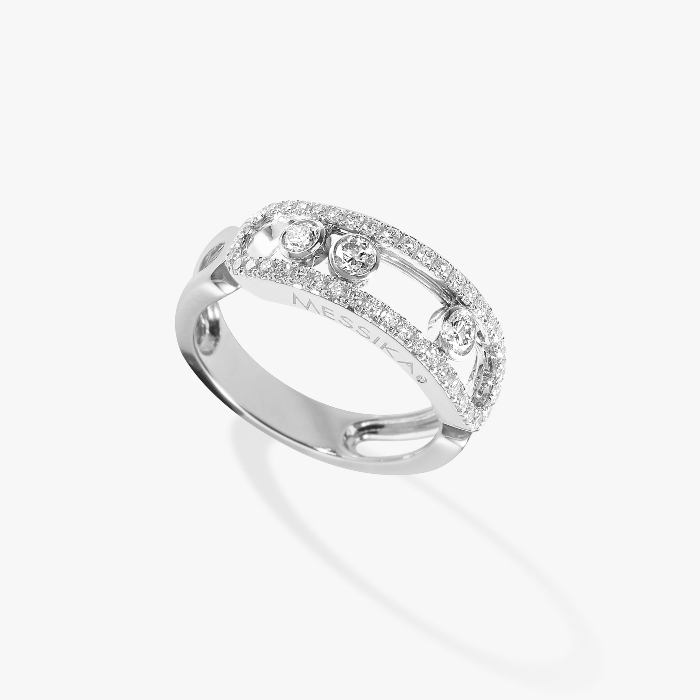 Bague Femme Or Blanc Diamant Move Classique Pavée 04000-WG