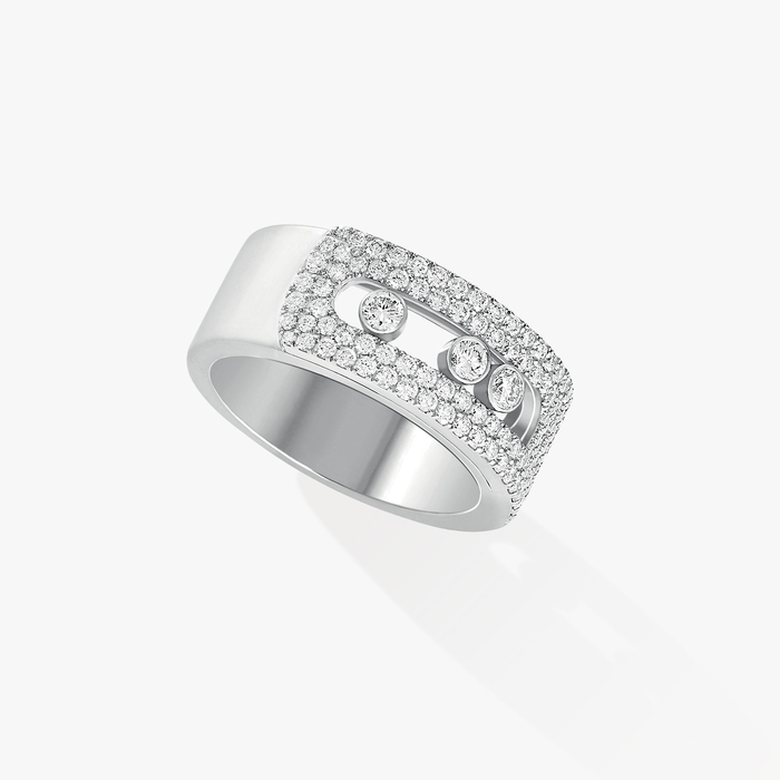 Bague Femme Or Blanc Diamant Bague Move Noa GM Pavée 10102-WG