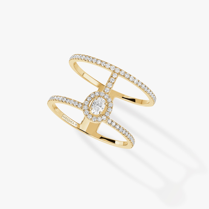 Ring For Her Yellow Gold Diamond Glam'Azone 2 Rows Pavé 05237-YG