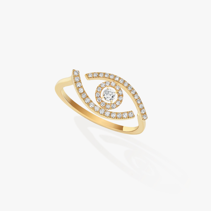 Кольцо Для нее Желтое золото Бриллиантами Кольцо Lucky Eye с бриллиантовым паве 10037-YG