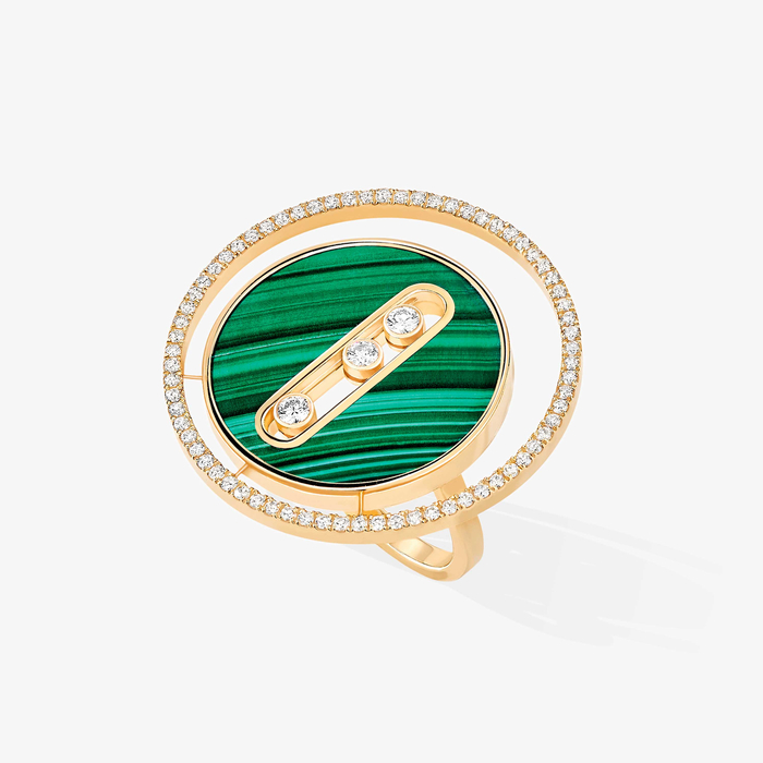 Ring For Her Yellow Gold Diamond Malachite Lucky Move LM 11274-YG