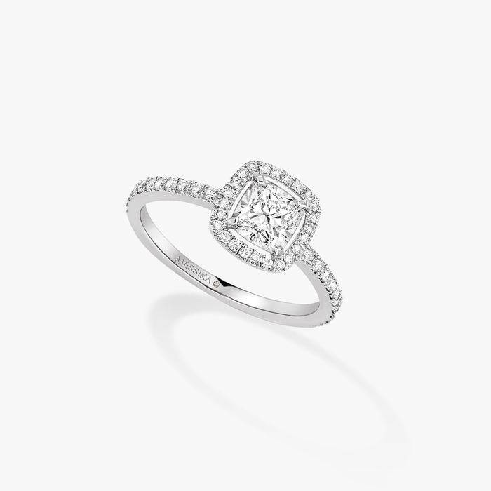 Bague Femme Or Blanc Diamant Solitaire M-Love Coussin 08008-WG