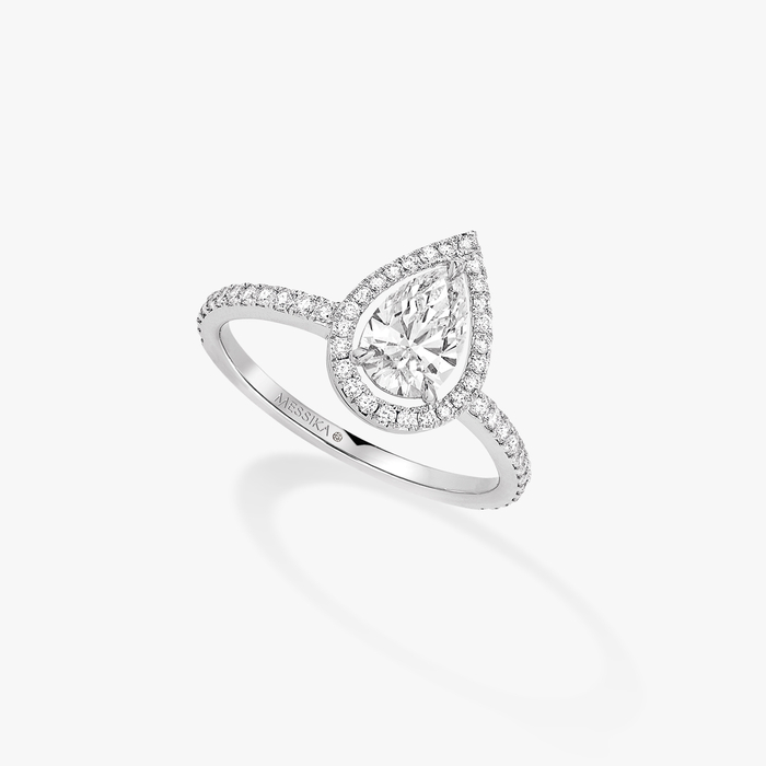 Bague Femme Or Blanc Diamant Solitaire M-Love Poire 08004-WG