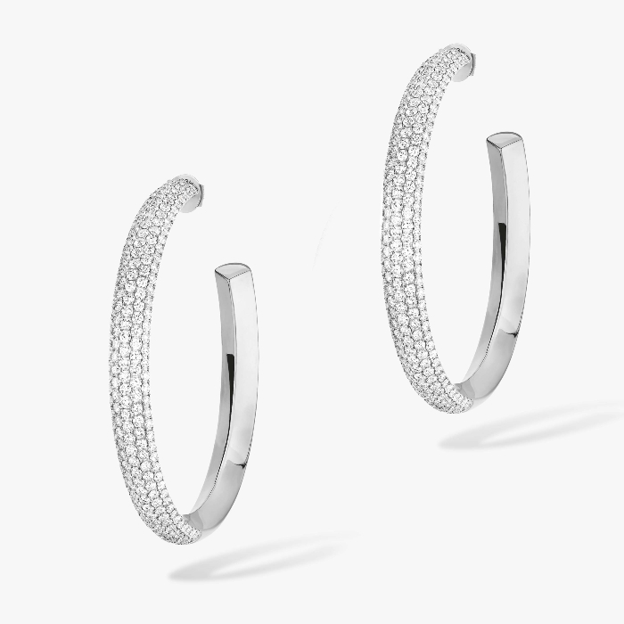 Earrings For Her White Gold Diamond Divine Enigma LM hoop earrings 12514-WG