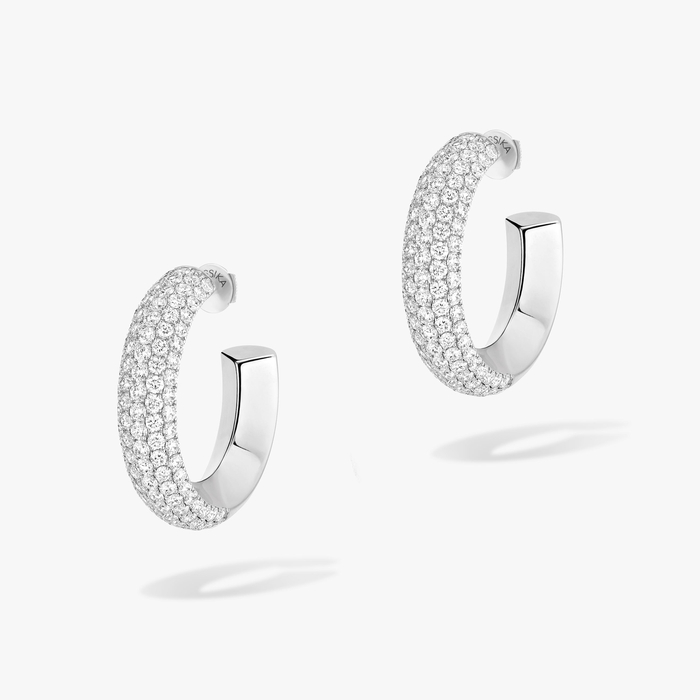 Boucles d'oreilles Femme Or Blanc Diamant Créoles Divine Enigma PM 12590-WG