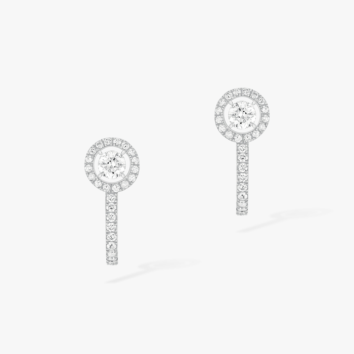 Boucles d'oreilles Femme Or Blanc Diamant Créoles Joy Diamants Ronds 2x0,10ct 07482-WG