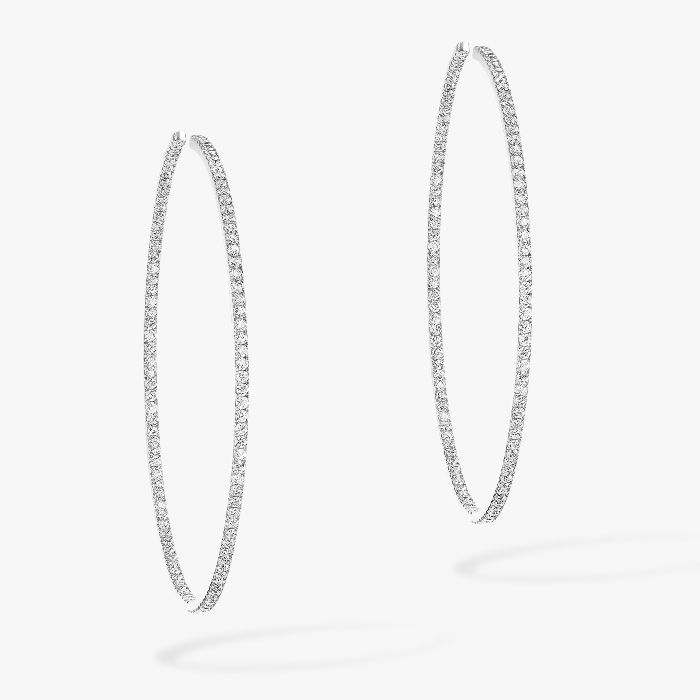 Boucles d'oreilles Femme Or Blanc Diamant Créoles Gatsby M 04687-WG