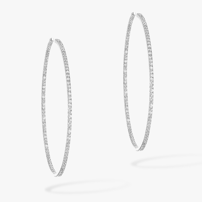 Boucles d'oreilles Femme Or Blanc Diamant Créoles Gatsby M 04687-WG