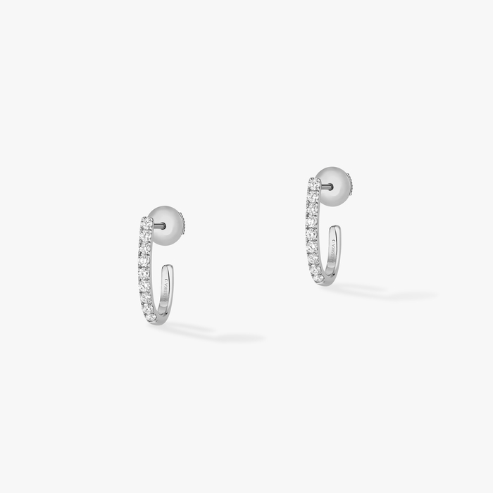 Boucles d'oreilles Femme Or Blanc Diamant Créoles Gatsby XS 05741-WG