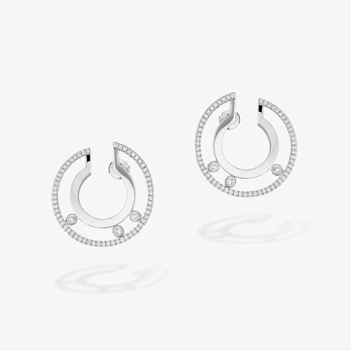 Boucles d'oreilles Femme Or Blanc Diamant Créoles Move Romane PM 06689-WG