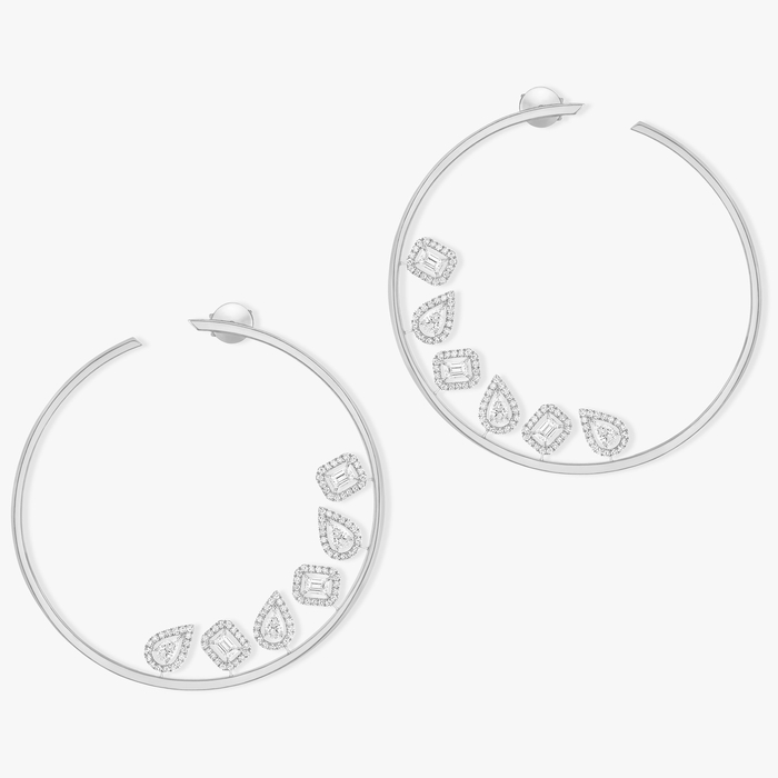 Boucles d'oreilles Femme Or Blanc Diamant Créoles My Twin XXL 11734-WG