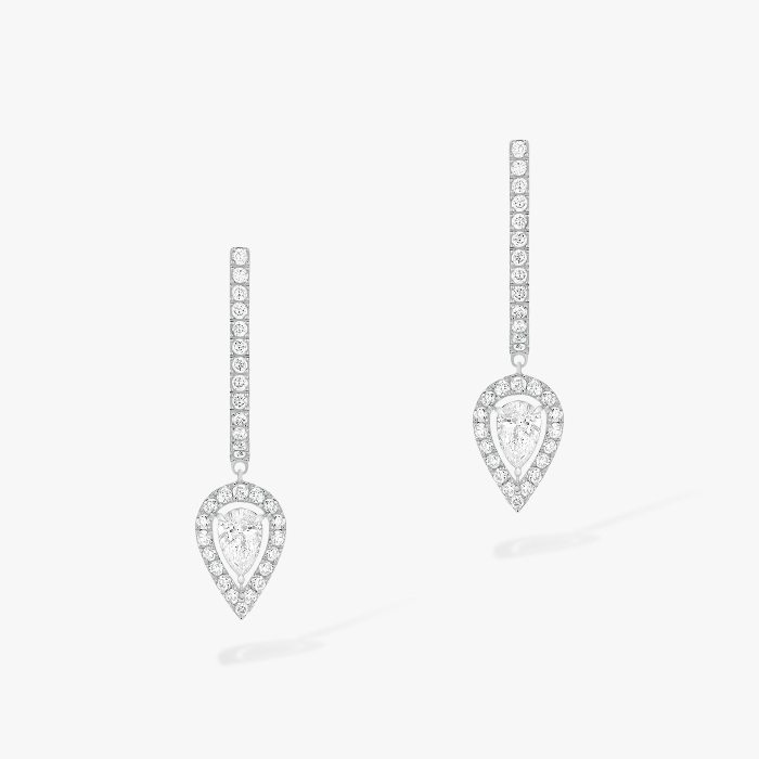 الأقراط امرأة ذهب أبيض الماس Joy Hoop Earrings Pear Diamond 2x0,10ct 07480-WG