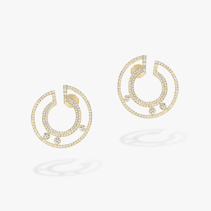 Boucles d'oreilles Femme Or Jaune Diamond Créoles Move Romane Pavées PM 07140-YG
