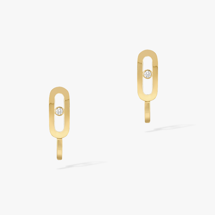 Move Uno Mini Hoops  Yellow Gold For Her Diamond Earrings 10050-YG