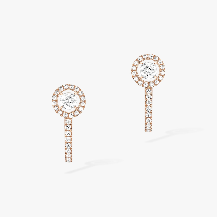 Joy Hoop Earrings Round Diamonds 2x0.10ct Pink Gold For Her Diamond Earrings 07482-PG