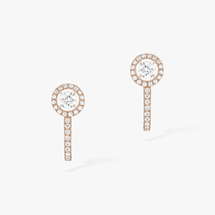 Boucles d'oreilles Femme Or Rose Diamant Créoles Joy Diamants Ronds 2x0,10ct 07482-PG