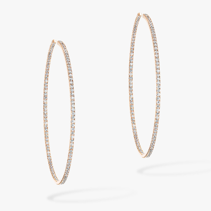 Gatsby Medium Hoop Pink Gold For Her Diamond Earrings 04687-PG