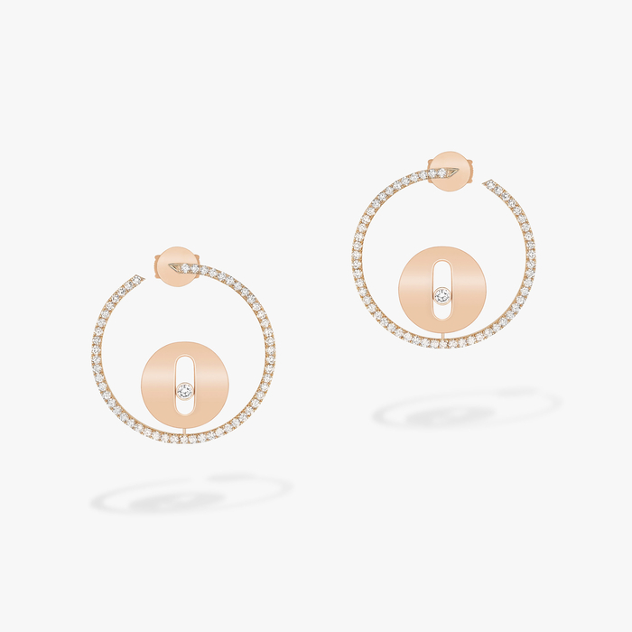 Pendiente Mujer Oro rosa Diamante Pendientes de aro Lucky Move PM 07515-PG