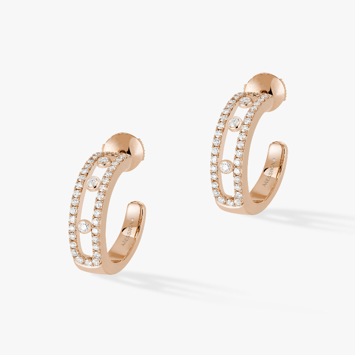 Move Pavé Hoop Pink Gold For Her Diamond Earrings 04993-PG