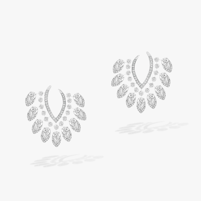 Boucles d'oreilles Femme Or Blanc Diamant Desert Bloom L 07362-WG