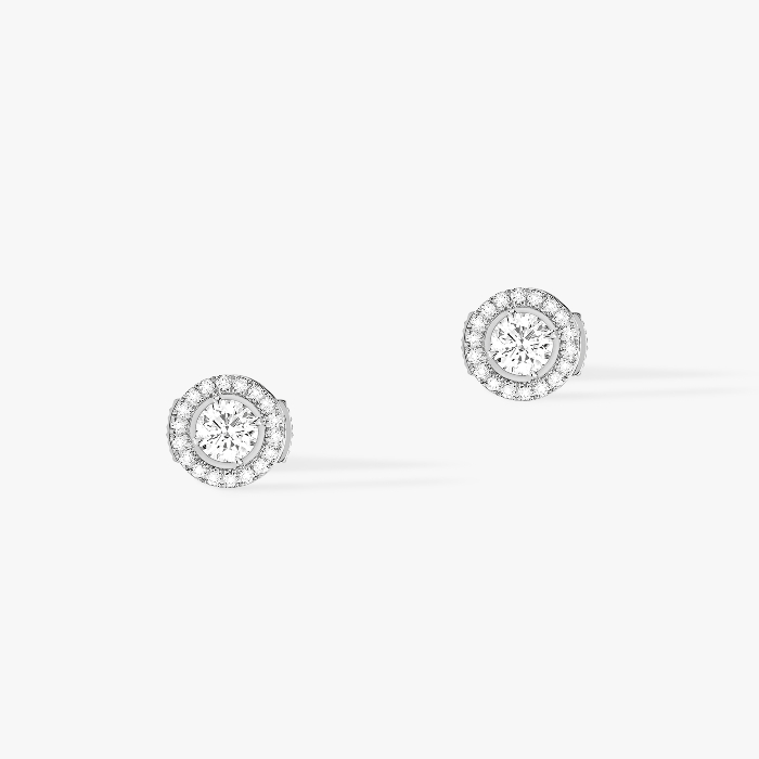 Boucles d'oreilles Femme Or Blanc Diamant Joy diamants ronds 2x0,25ct 04445-WG