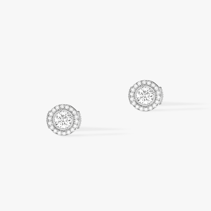 Boucles d'oreilles Femme Or Blanc Diamant Joy Diamants Ronds 04445-WG