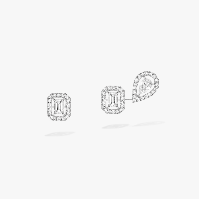 Boucles d'oreilles Femme Or Blanc Diamant My Twin 1+2 0,10ct x3 07004-WG