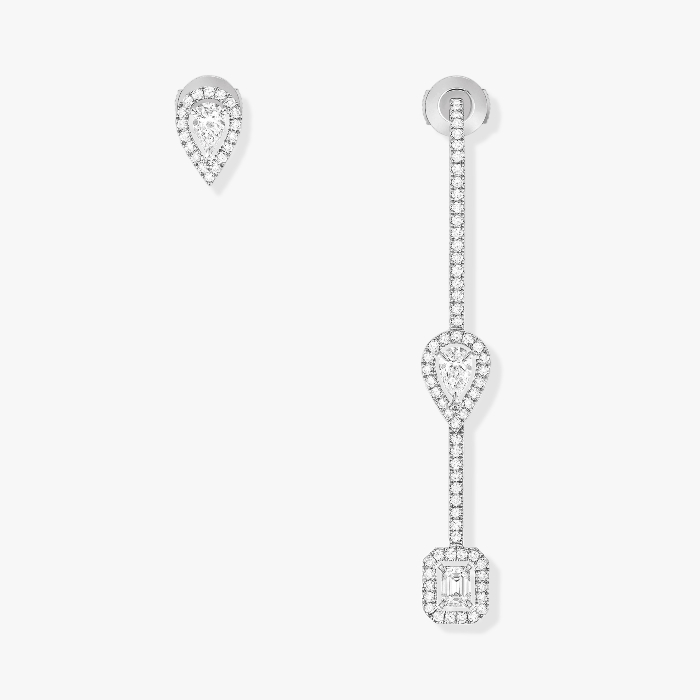 My Twin Hook and Stud 3x0.10ct White Gold For Her Diamond Earrings 07224-WG