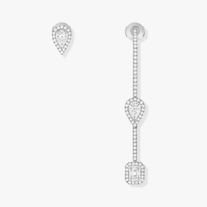 Boucles d'oreilles Femme Or Blanc Diamant My Twin Hameçon Pavé et Puce 3x0,10ct 07224-WG