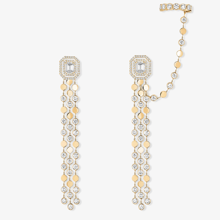 Pendiente Mujer Oro amarillo Diamante Pendientes D-Vibes Multicadenas 12432-YG