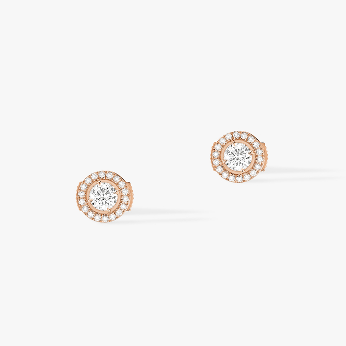 Boucles d'oreilles Femme Or Rose Diamant Joy Diamants Ronds 04445-PG