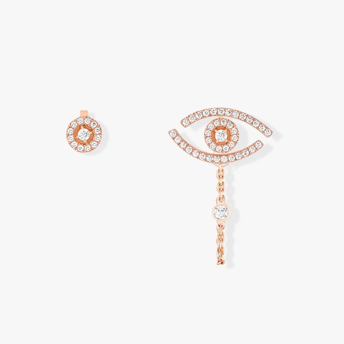 Boucles d'oreilles Femme Or Rose Diamant Lucky Eye Pavées 11349-PG