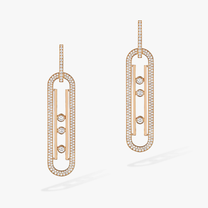 Earrings For Her Pink Gold Diamond Move 10th Anniversary XL 06823-PG