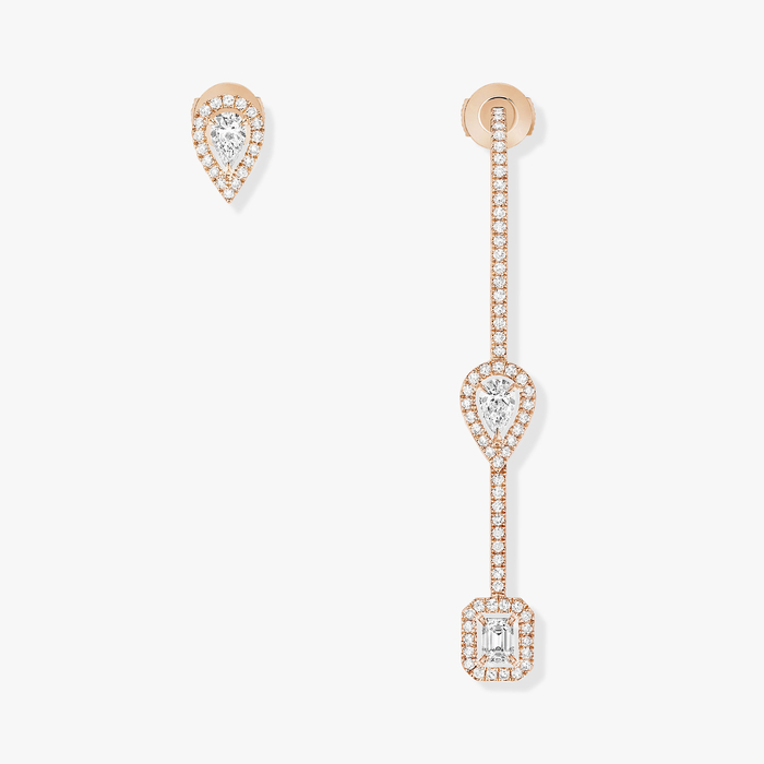 Boucles d'oreilles Femme Or Rose Diamant My Twin Hameçon Pavé et Puce 3x0,10ct 07224-PG