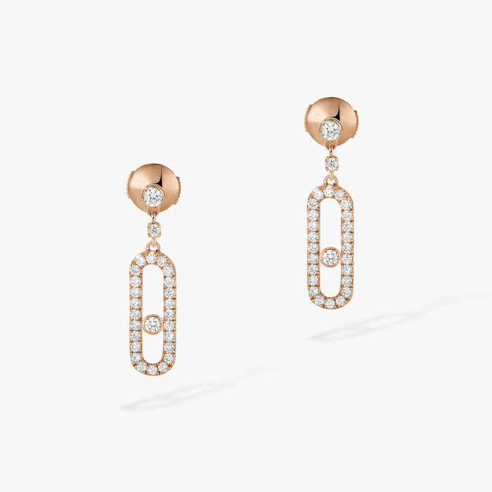 Boucles d'oreilles Femme Or Rose Diamant Dormeuses Move Uno 05631-PG