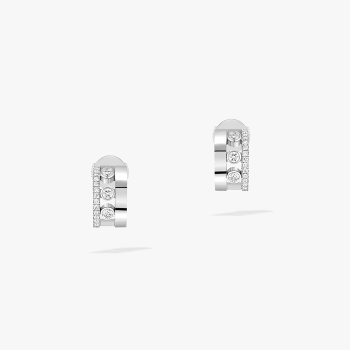 Earrings For Her White Gold Diamond Move Romane Mini Hoops 07178-WG