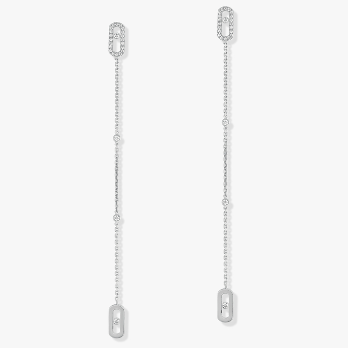 Boucles d'oreilles Femme Or Blanc Diamant Pendantes Move Uno 11321-WG