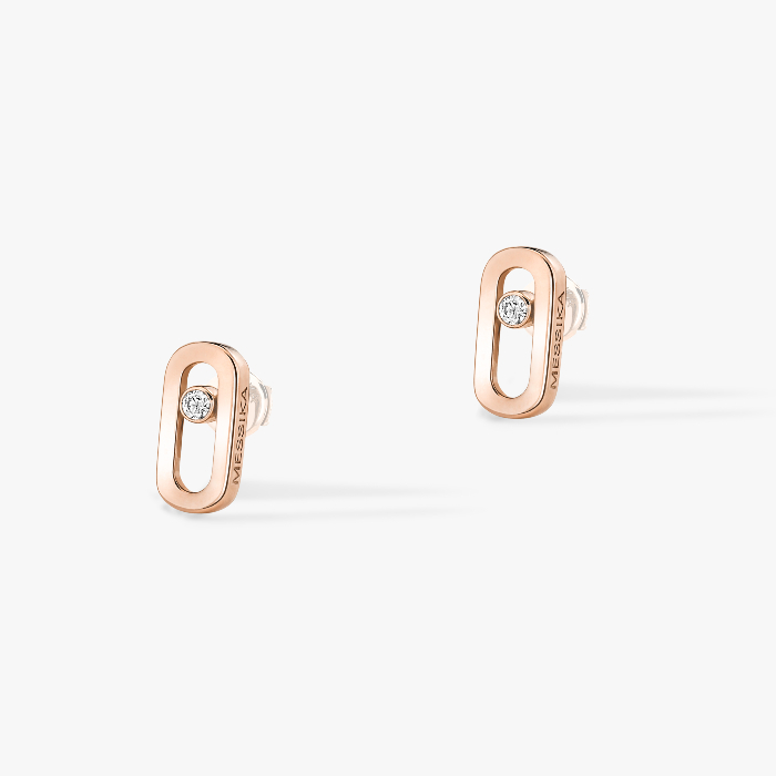 Gold Move Uno Stud Earrings Pink Gold For Her Diamond Earrings 12305-PG