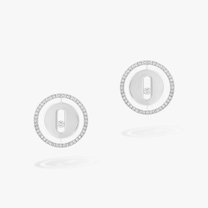 Earrings For Her White Gold Diamond Lucky Move Stud 11571-WG