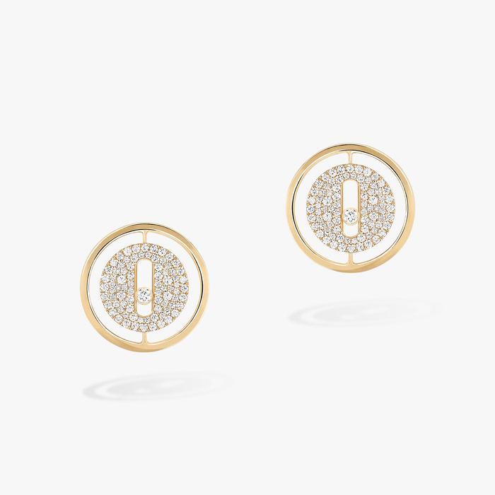 Boucles d'oreilles Femme Or Jaune Diamant Puces Pavées Lucky Move 11572-YG