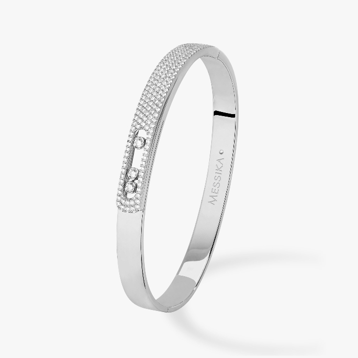 Bracelet Femme Or Blanc Diamant Bangle Move Noa Pavé  06371-WG