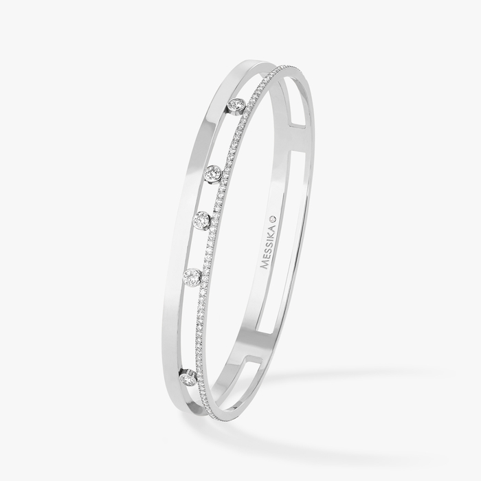 Bracelet Femme Or Blanc Diamant Bangle Move Romane  06514-WG