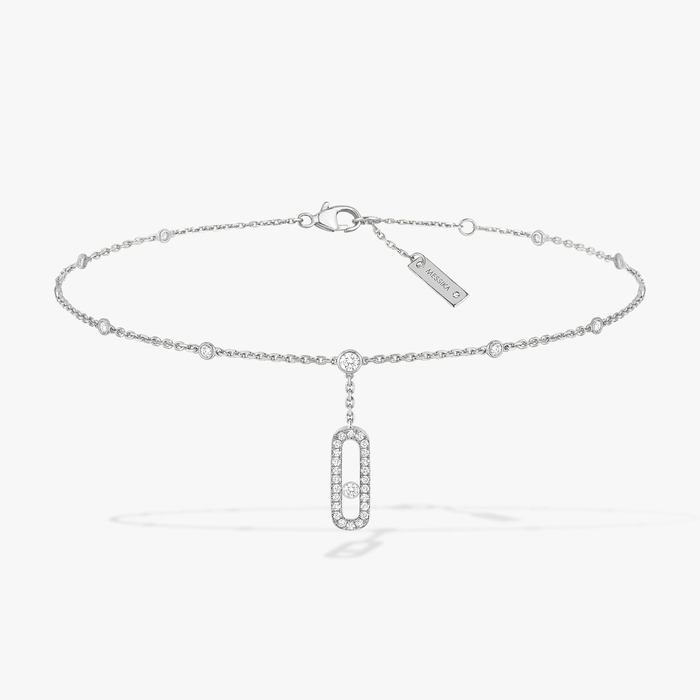 Bracelet Femme Or Blanc Diamant Bracelet de Cheville Move Uno Pavé 06592-WG