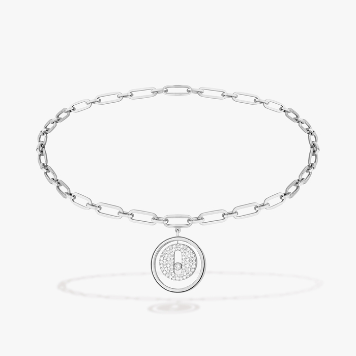 Bracelet Femme Or Blanc Diamant Bracelet de Cheville Lucky Move Pavé 12151-WG