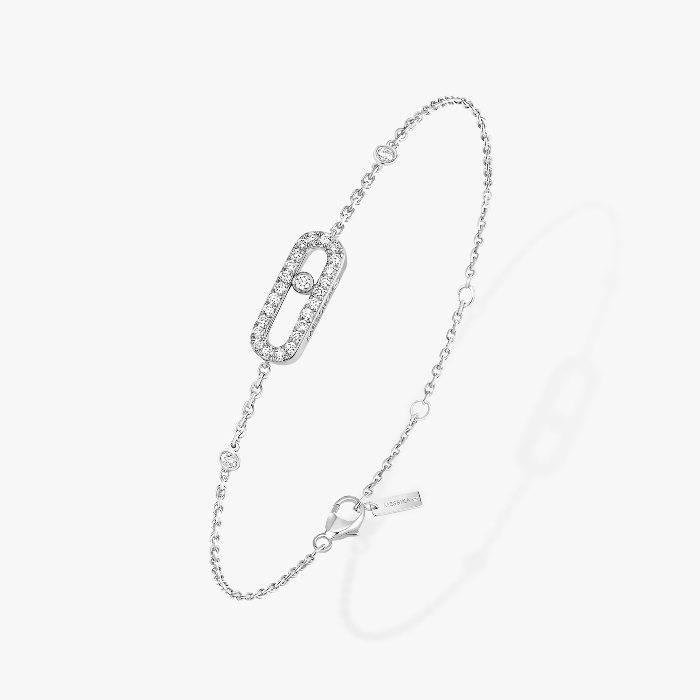 Bracelet Femme Or Blanc Diamant Move Uno Pavé 04706-WG