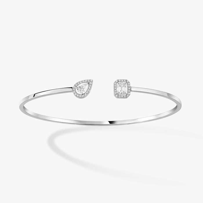 Bracelet Femme Or Blanc Diamant Jonc My Twin Toi & Moi 0,15ct 07222-WG