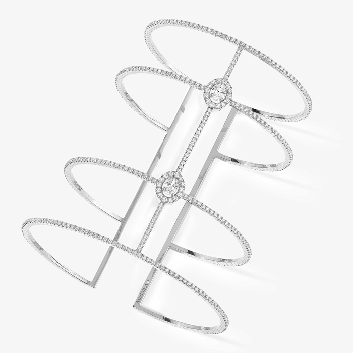 Bracelet Femme Or Blanc Diamant Glam'Azone Skinny 4 Rangs Pavée 05694-WG